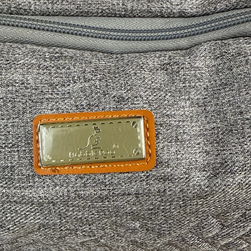 Babble Roo Diaper Bag Backpack Unisex Large Grey Modern Quilted Multi-Pocket